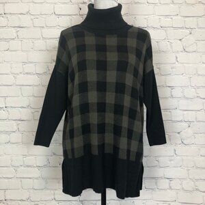 NWT LOFT Black Plaid Oversized Turtleneck Tunic Size S